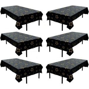 Oojami 6 Pack Gold Star Table Cover 54" x 108" inches | Ideal for Birthday, Grad